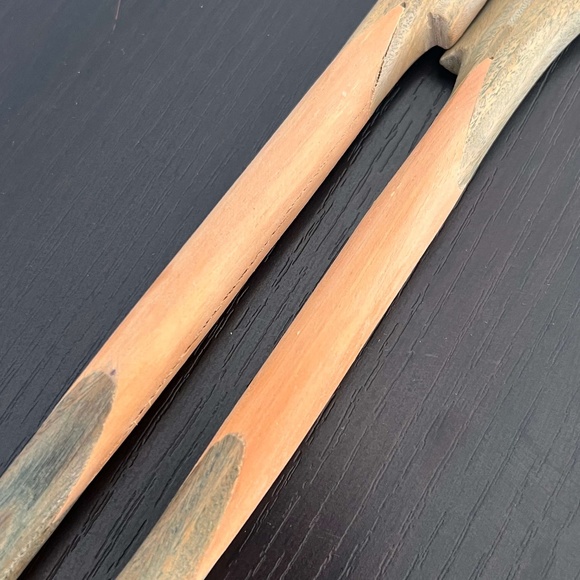 RARE & UNIQUE! Hand Carved Wooden Salad Servers | NEW - never used - Picture 3 of 9